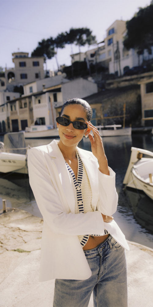 B.Young Semi-fitted Blazer, off-white