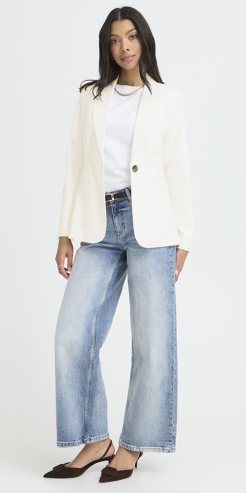 B.Young Semi-fitted Blazer, off-white