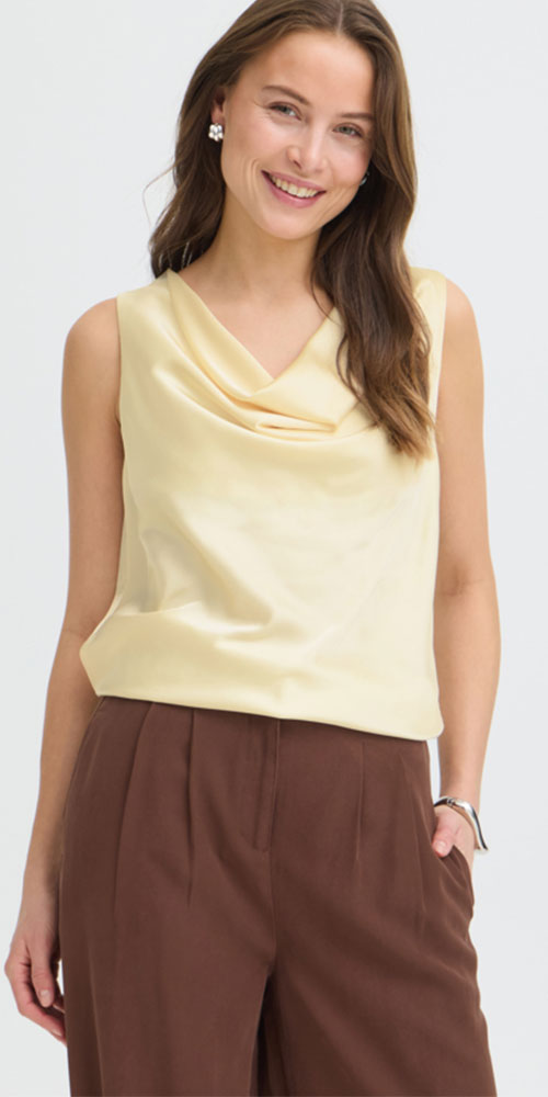 B.Young Drape Neck Satin Top, yellow