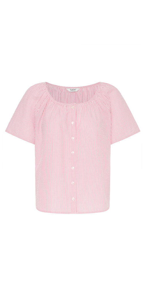 B.Young Striped Seersucker Blouse