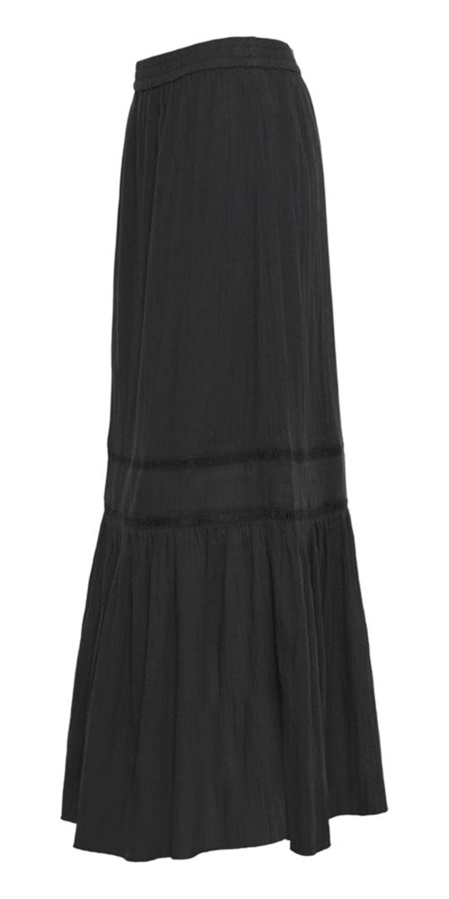 B.Young Tiered Cotton Skirt, black