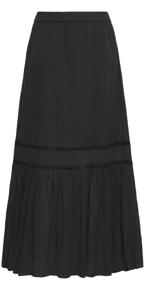B.Young Tiered Cotton Skirt, black