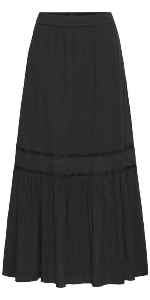 B.Young Tiered Cotton Skirt, black