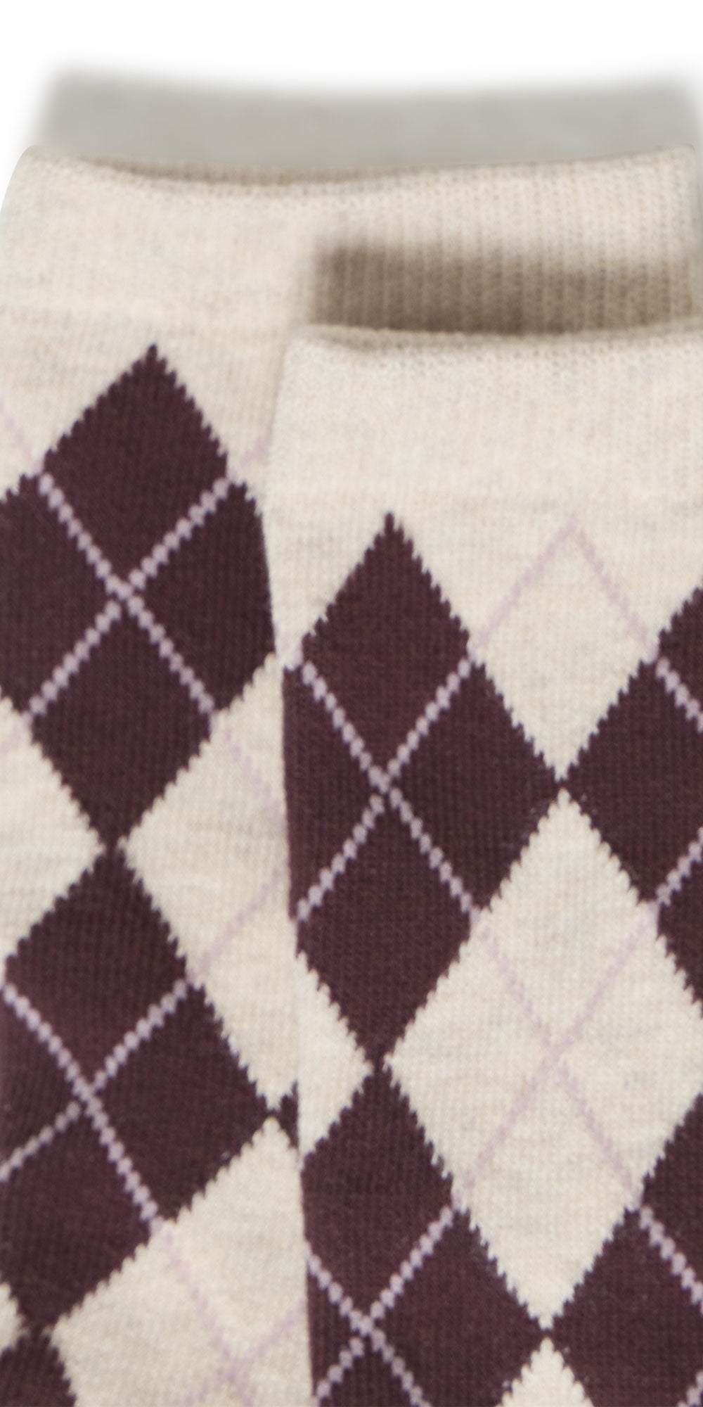 B.Young Argyle Socks, oatmeal/burgundy
