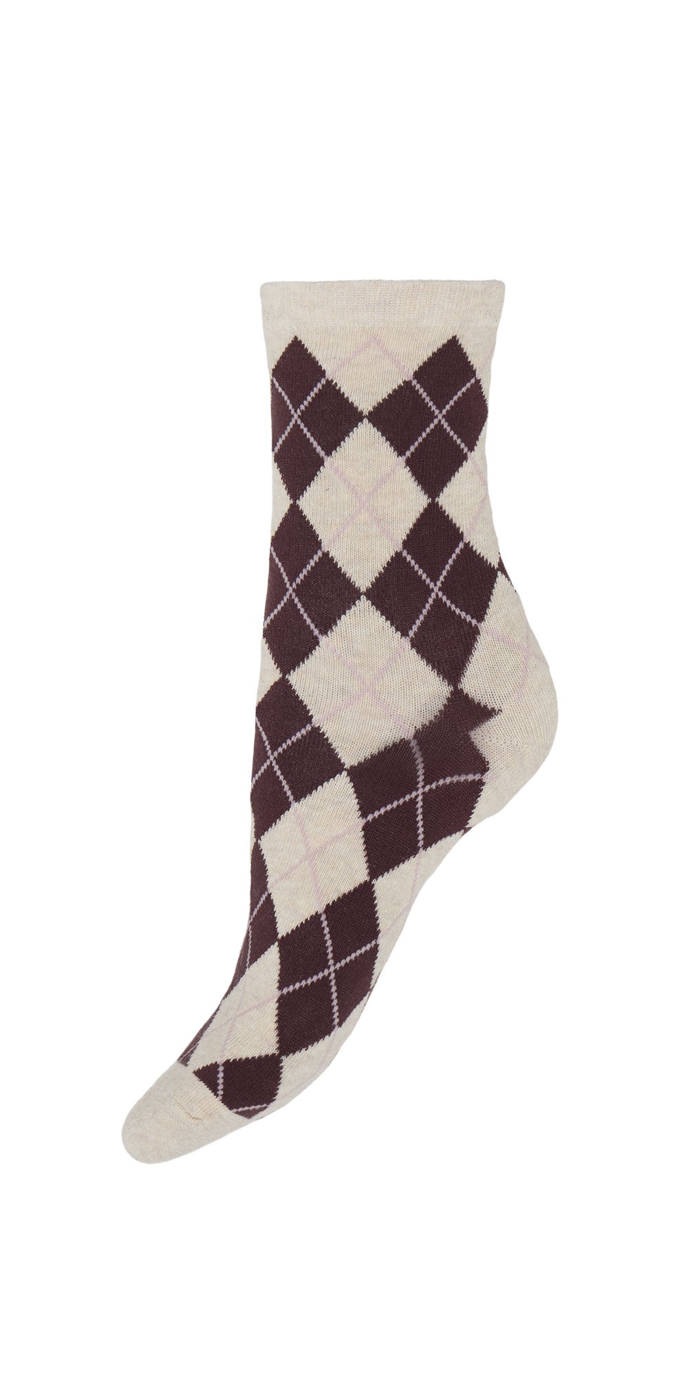 B.Young Argyle Socks, oatmeal/burgundy