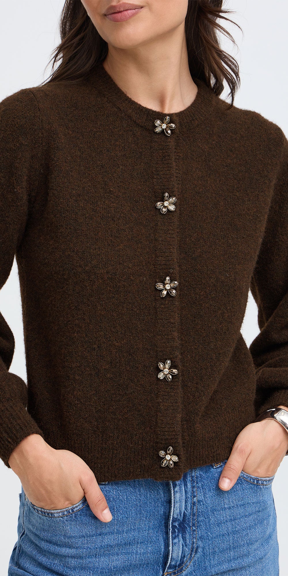 B.Young Flower Button Cardy, java