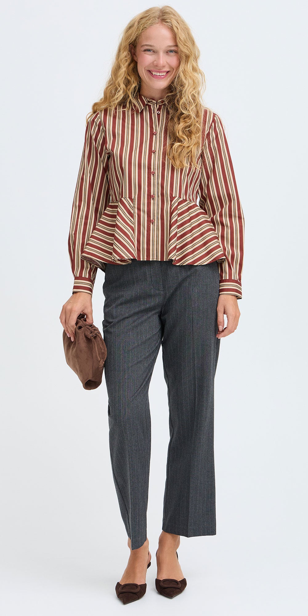 B.Young Striped Peplum Shirt