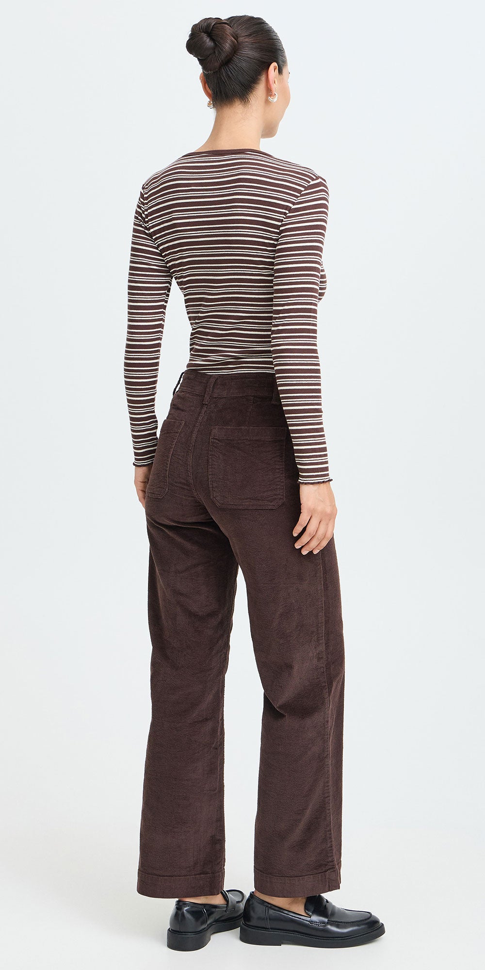 B.Young Striped Ribbed Top, java/birch