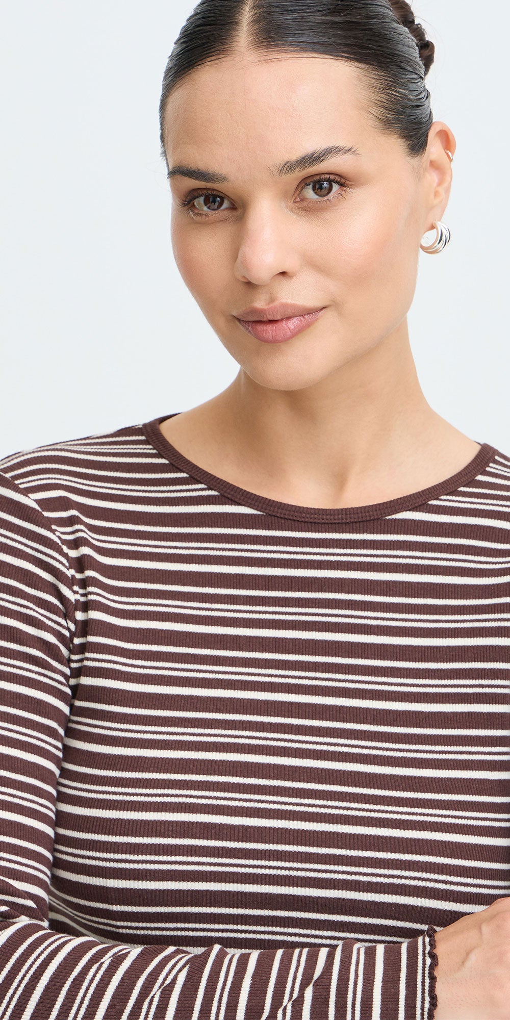 B.Young Striped Ribbed Top, java/birch