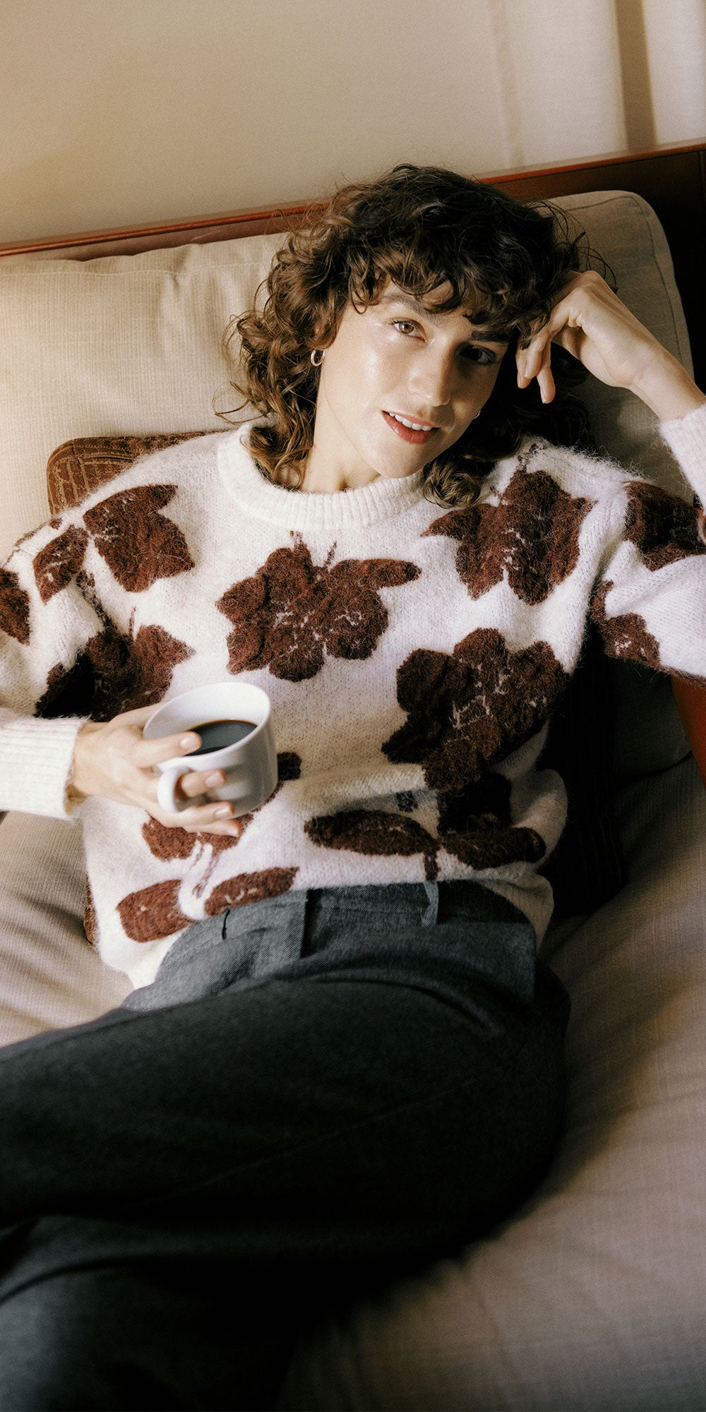 B.Young Textural Flower Sweater