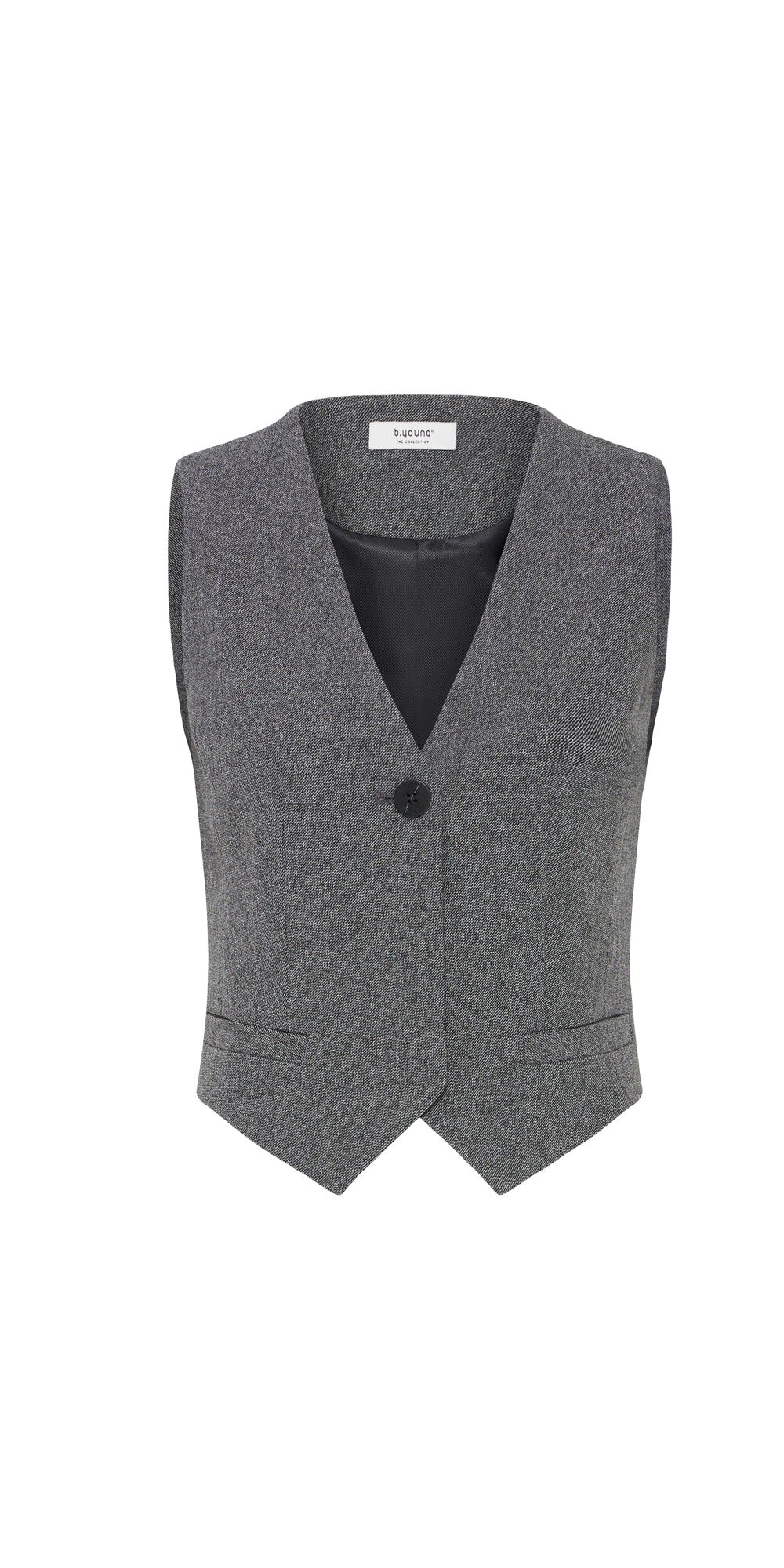 B.Young Tweed Vest, charcoal melange