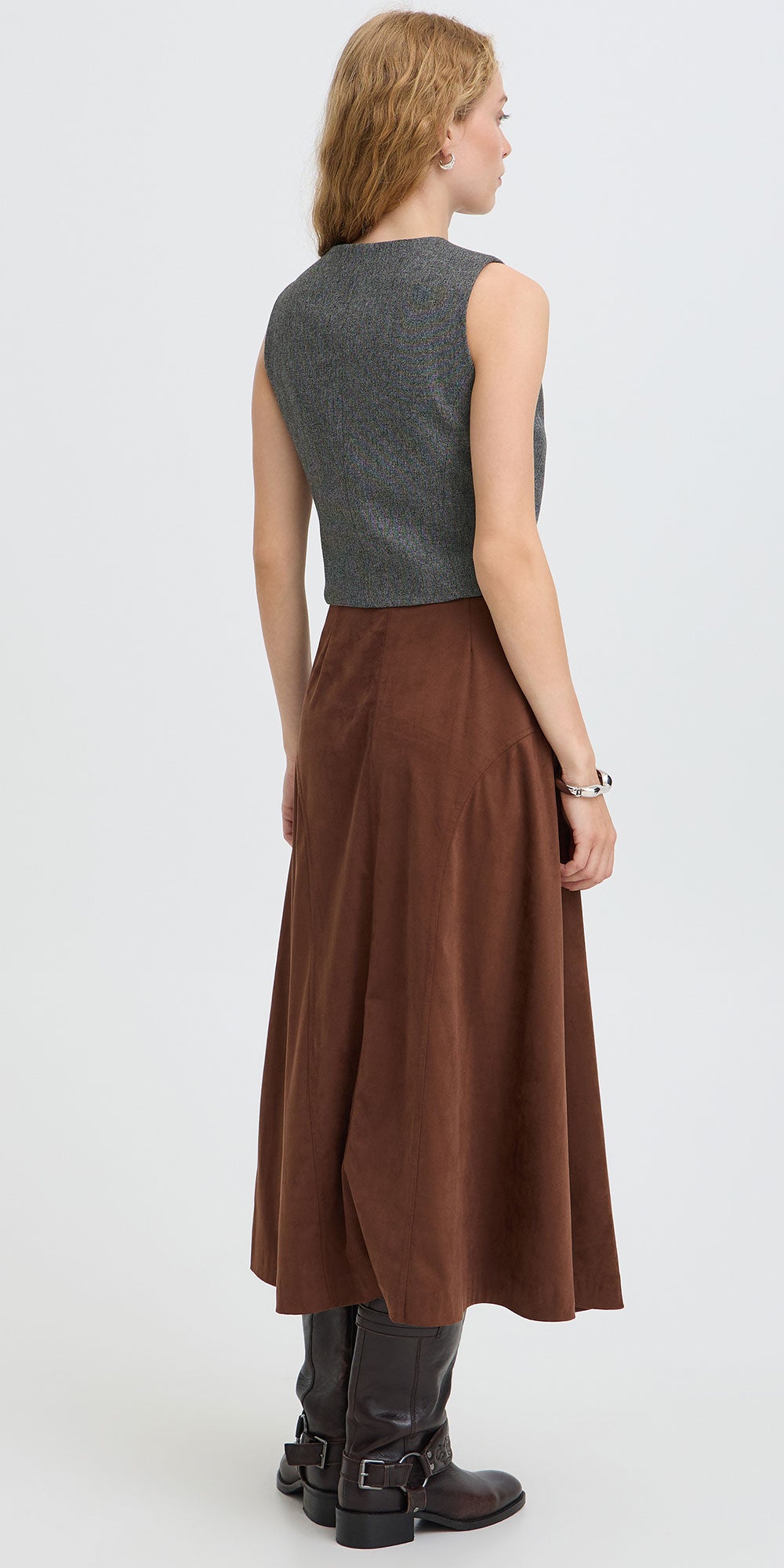 B.Young Tweed Vest, charcoal melange