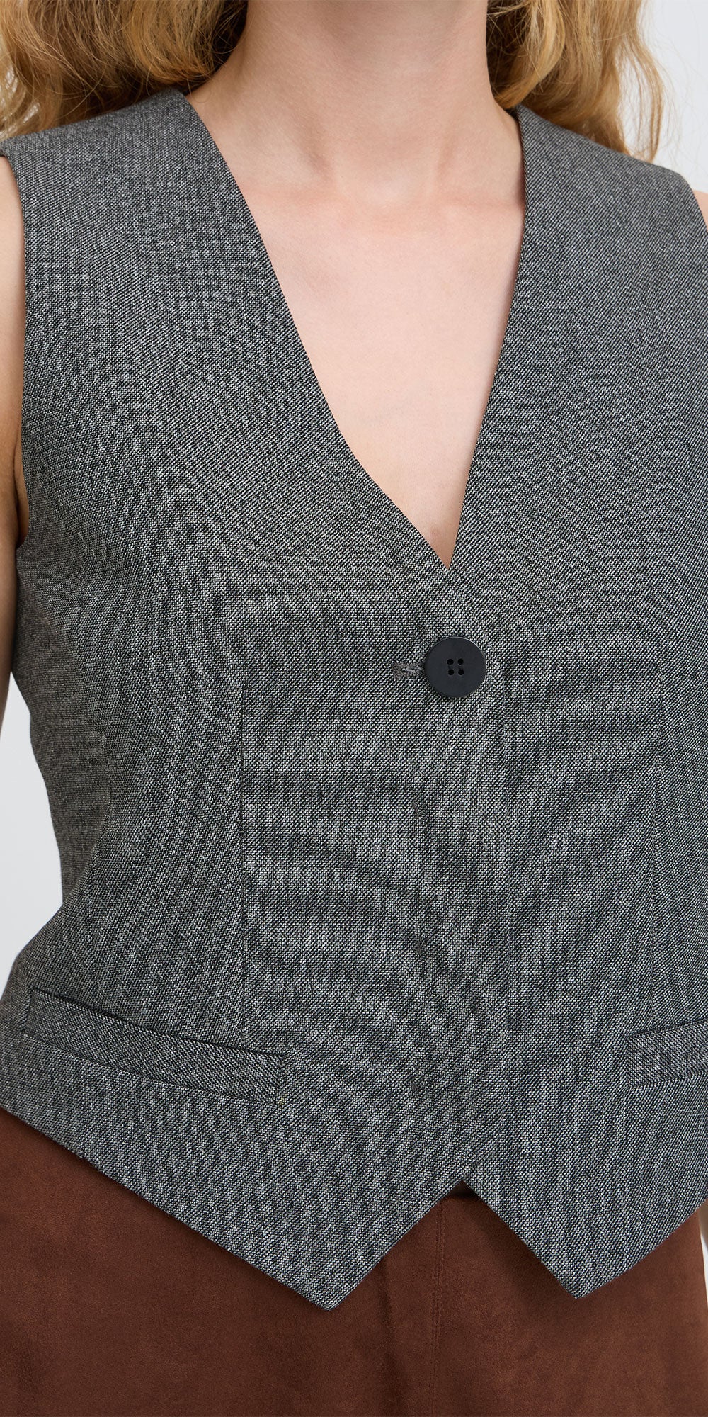 B.Young Tweed Vest, charcoal melange