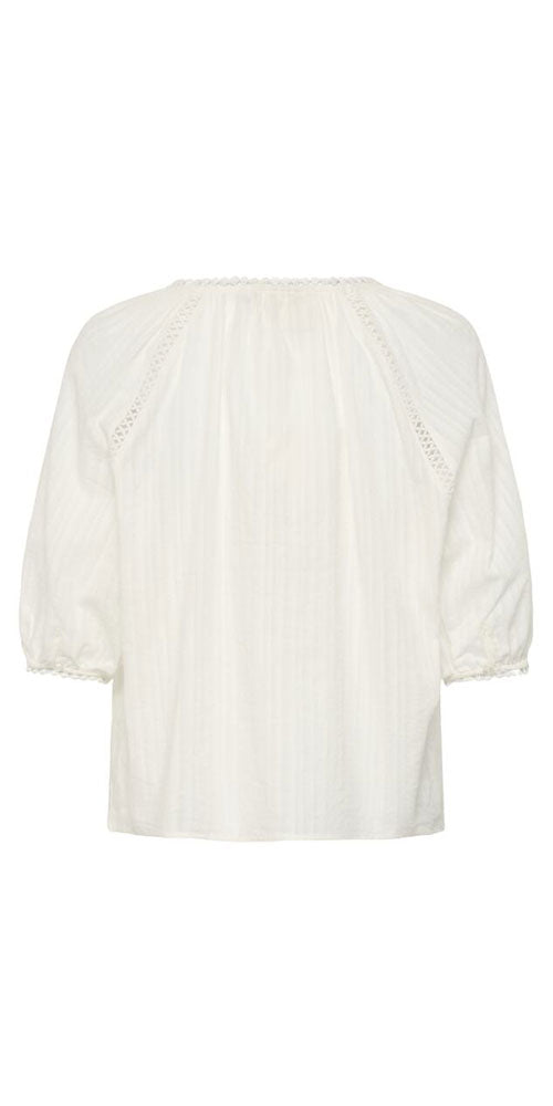 Cream Tie Detail Tunic Blouse, white