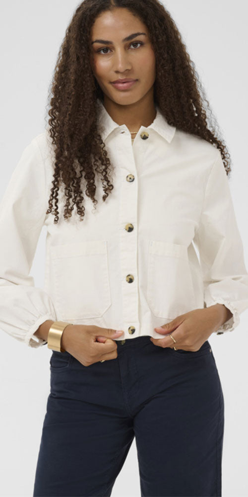 Cream Twill Jacket, white