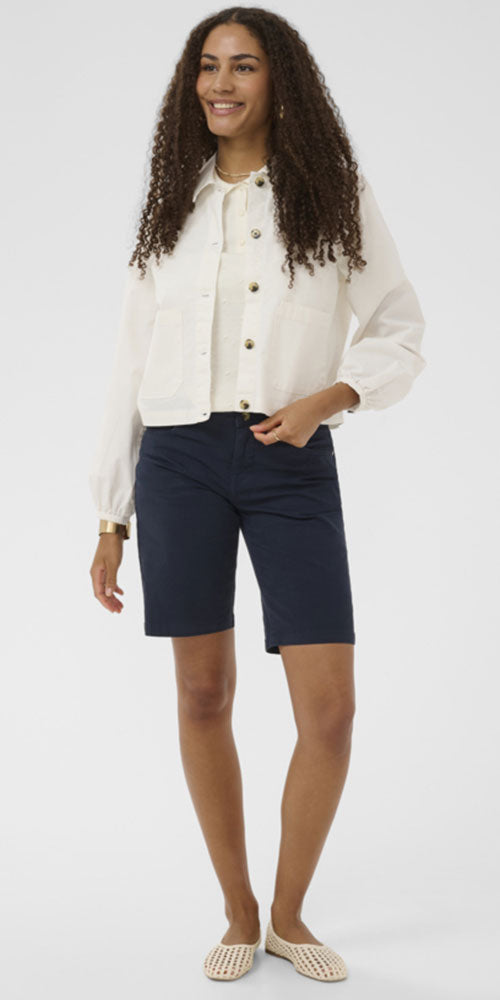 Cream Twill Jacket, white