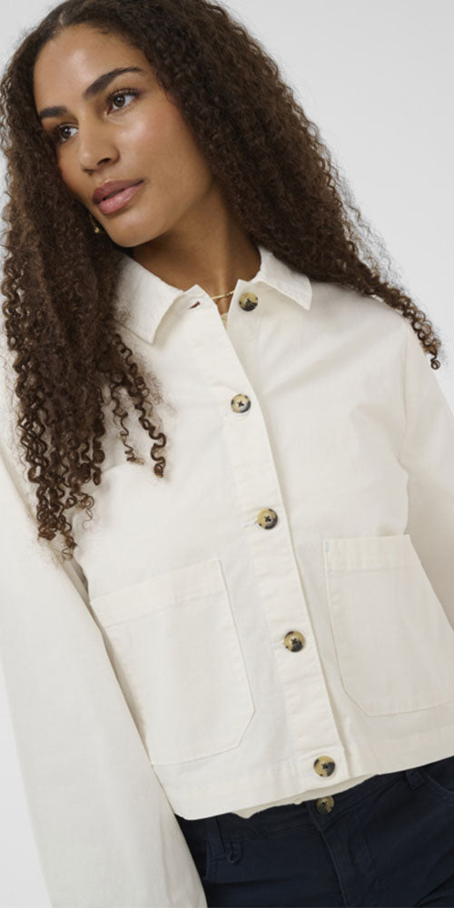 Cream Twill Jacket, white