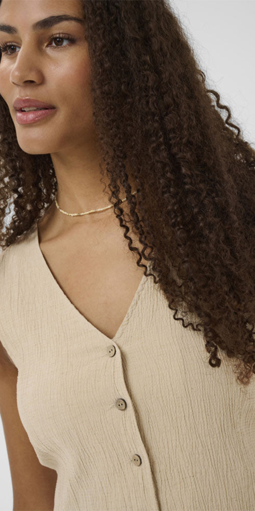 Cream Textural Fitted Vest
