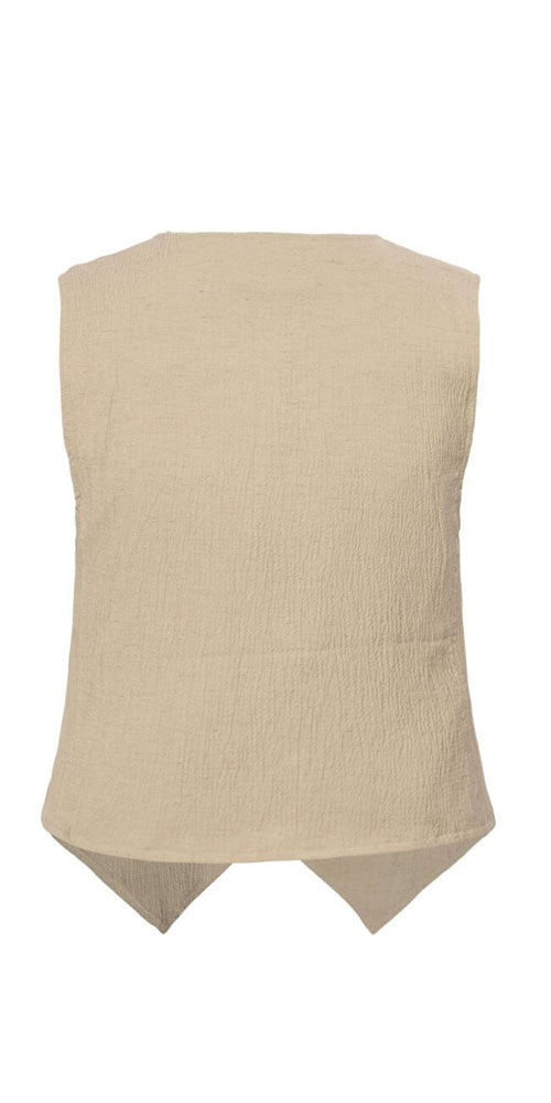 Cream Textural Fitted Vest