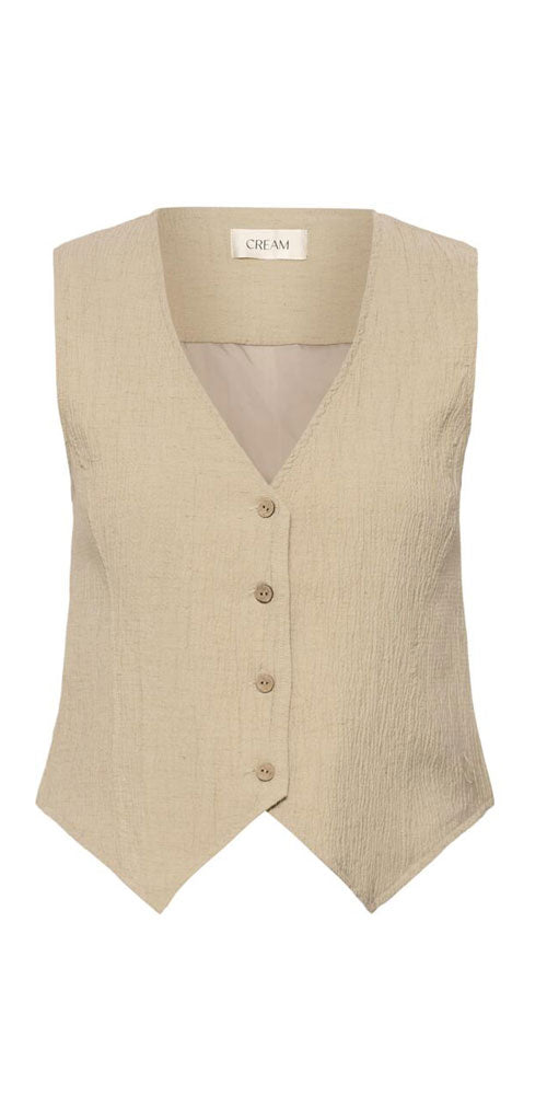 Cream Textural Fitted Vest