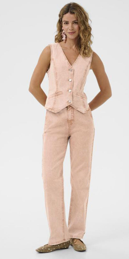 Cream Straight Trouser Jeans, washed pink