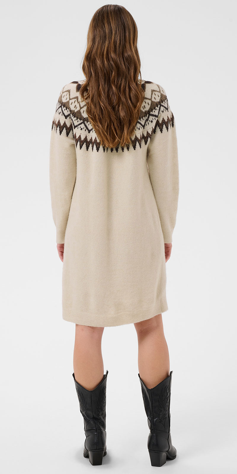 Cream Fair Isle Sweater Dress