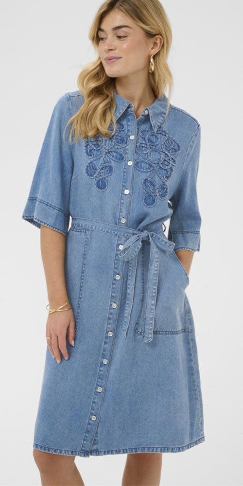 Cream Lyocell Denim Dress
