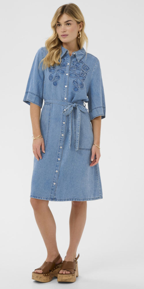 Cream Lyocell Denim Dress