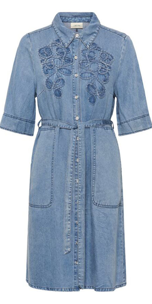 Cream Lyocell Denim Dress