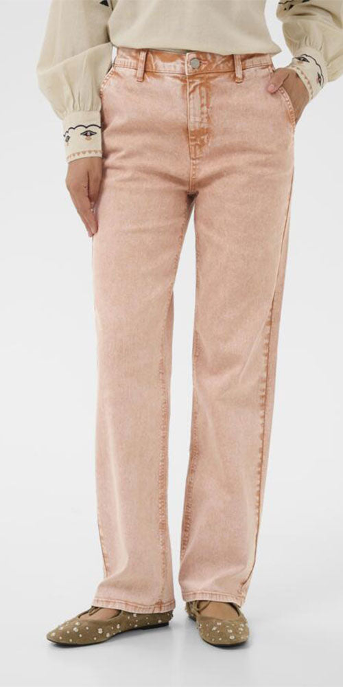 Cream Straight Trouser Jeans, washed pink
