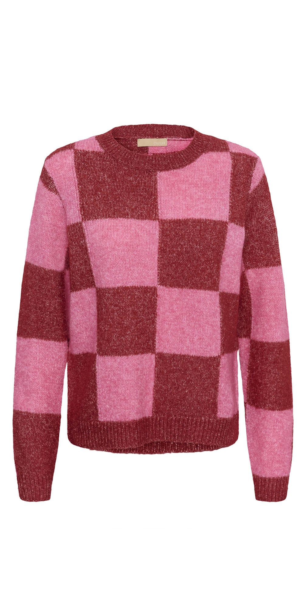 Culture Bold Check Pullover, pink/red