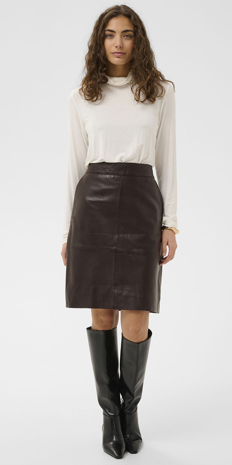 Culture Leather Skirt, chocolate brown