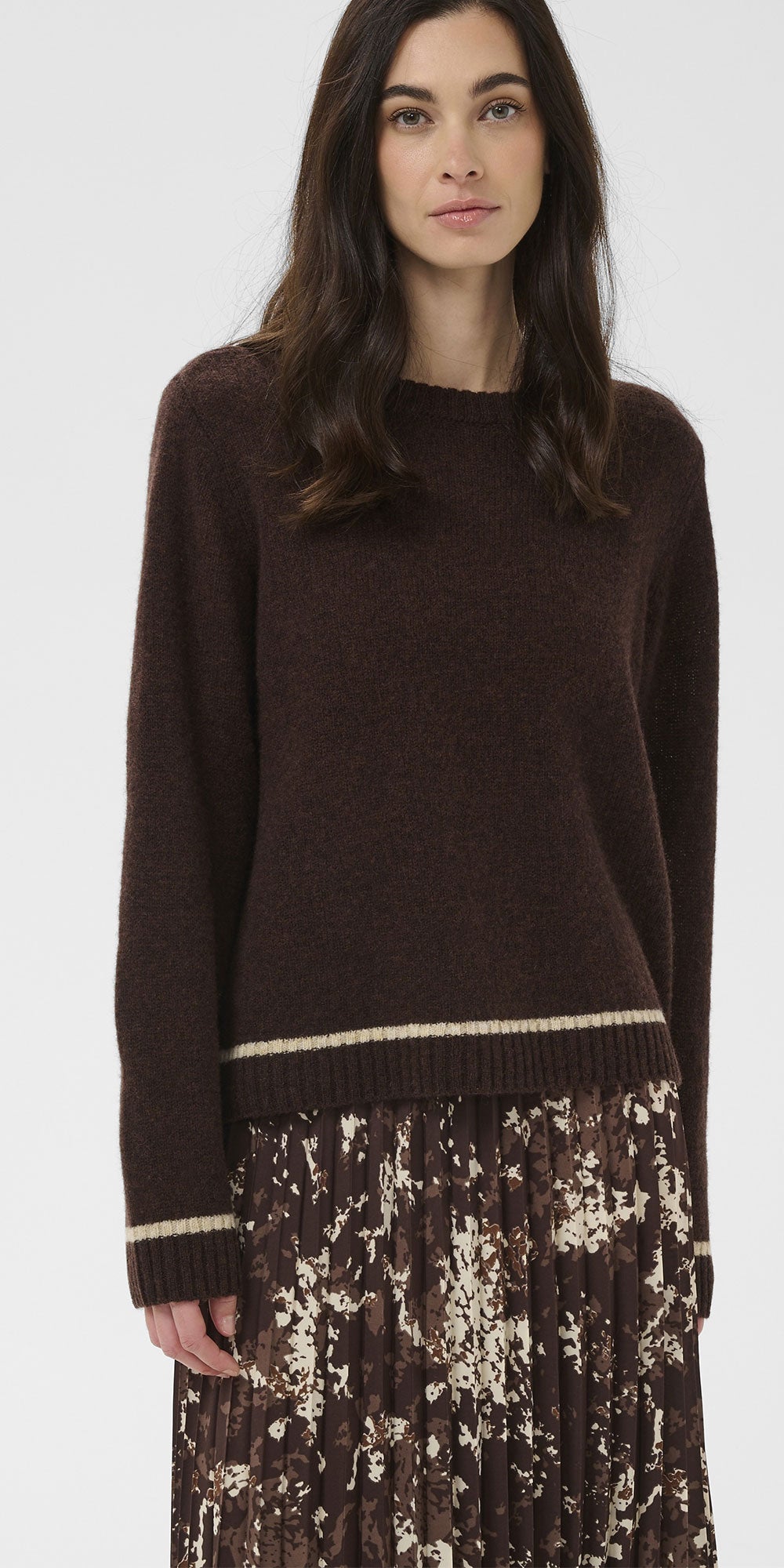 Culture Wool Crew Neck Sweater, chocolate brown
