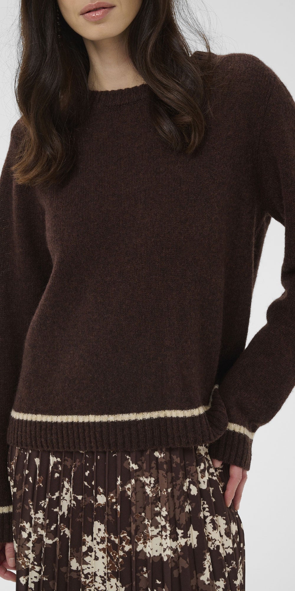 Culture Wool Crew Neck Sweater, chocolate brown