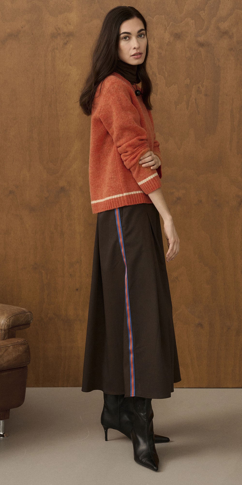 Culture Wool Crew Neck Sweater, pumpkin
