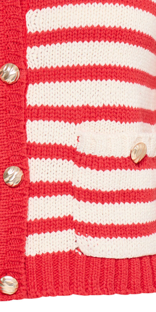 Fransa Striped Coco Cardy, red