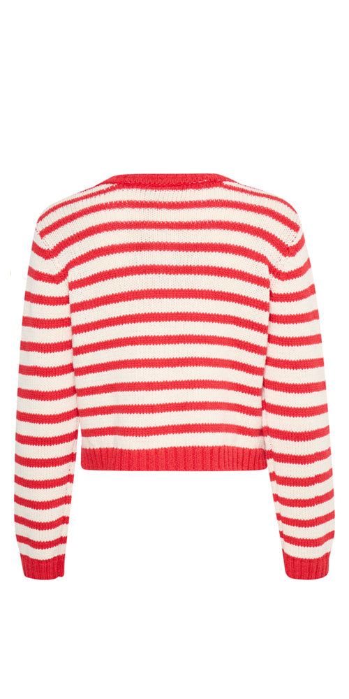 Fransa Striped Coco Cardy, red