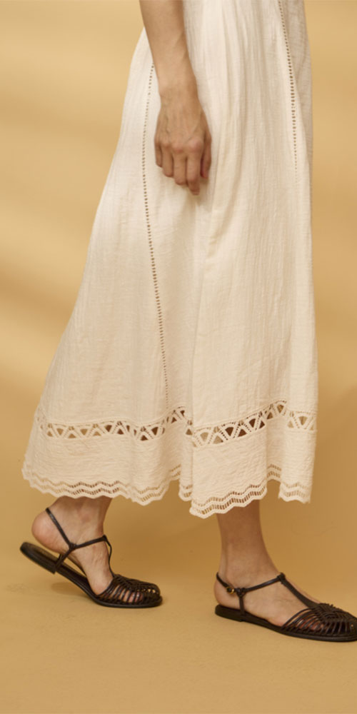 Fransa A-line Cotton Skirt, white
