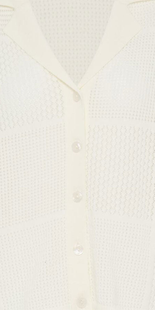 Fransa Open Knit Polo Top