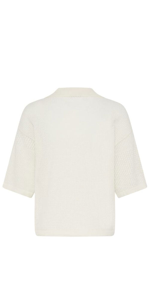Fransa Open Knit Polo Top