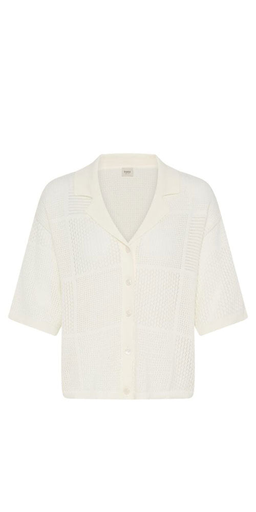 Fransa Open Knit Polo Top