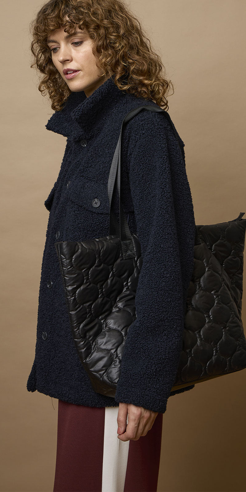 Fransa Quilted Tote, black