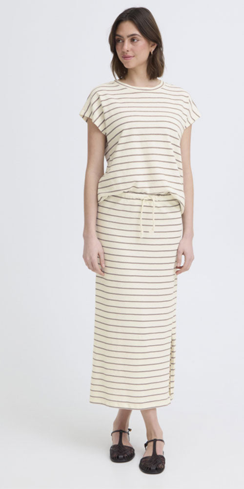 Fransa Striped Jersey Skirt