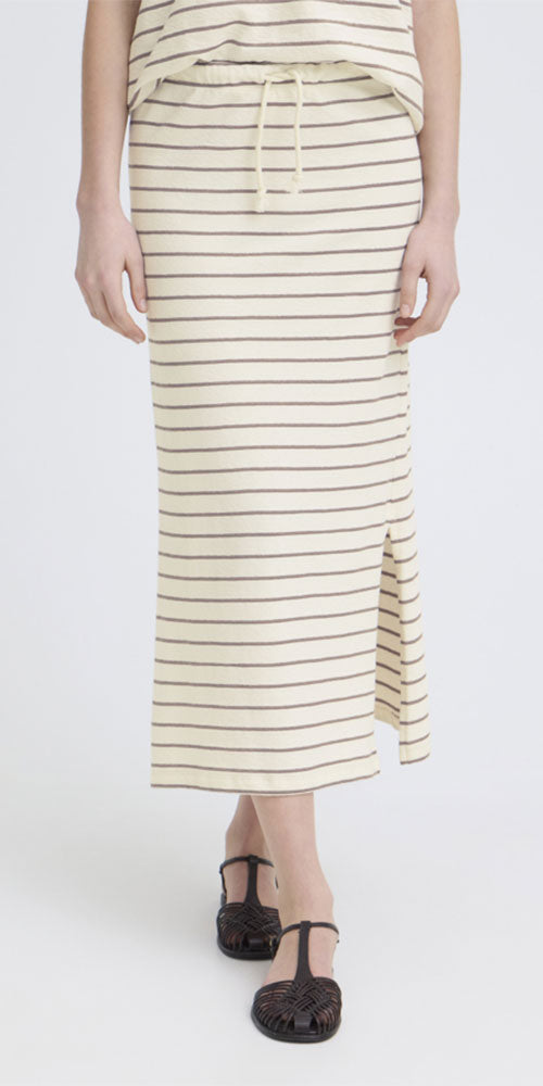 Fransa Striped Jersey Skirt