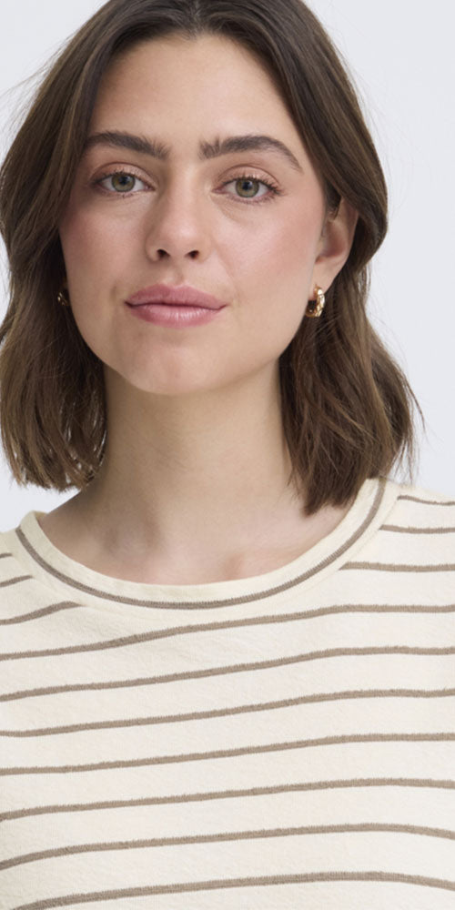 Fransa Striped Jersey Dolman Tee