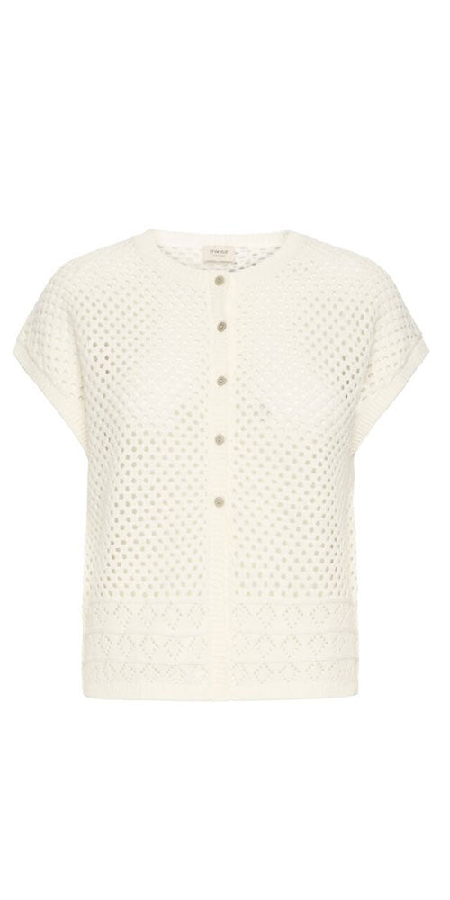 Fransa Open Knit Cardy Vest