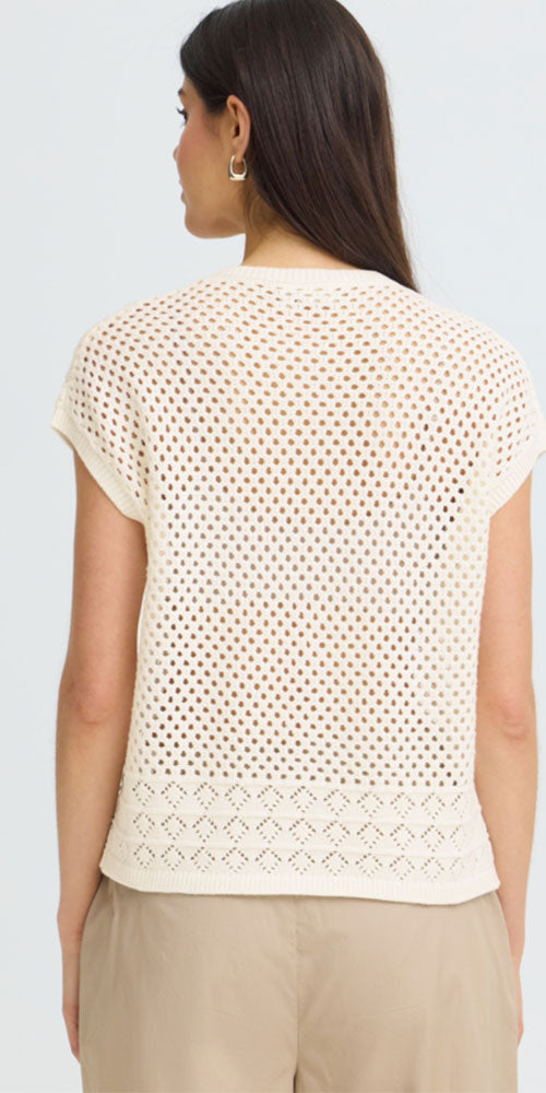 Fransa Open Knit Cardy Vest