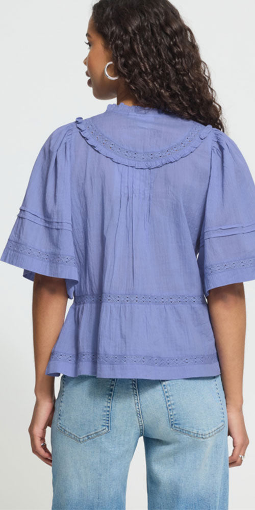 Ichi Lightweight Cotton Blouse, periwinkle blue