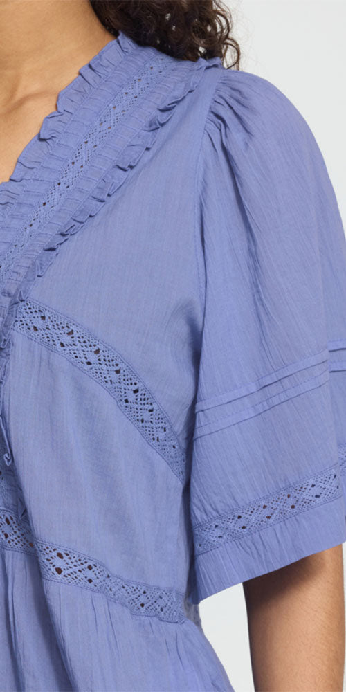 Ichi Lightweight Cotton Blouse, periwinkle blue