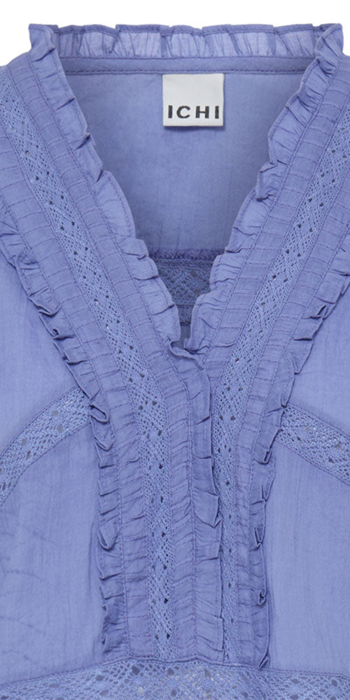 Ichi Lightweight Cotton Blouse, periwinkle blue